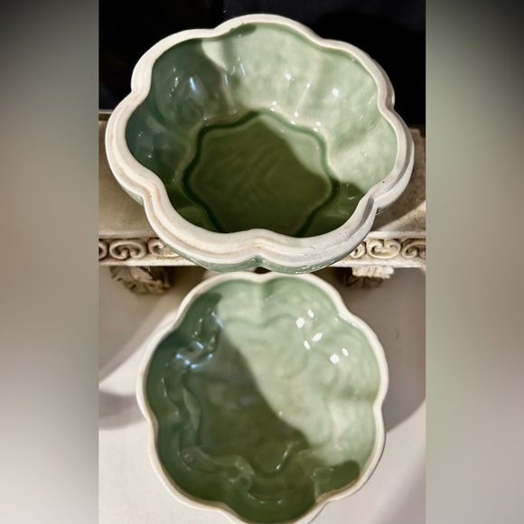 Chopsticks Andrea by Sadek Hand Carved Celadon Longquan w/Flowers & Ruyi Design. - Picture 6 of 15